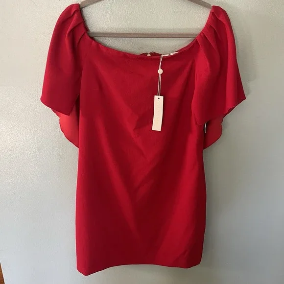 trina turk off the shoulder dress Trina Turk Gateway Ruffle Off-Shoulder Shift Dress